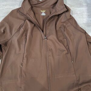 Tek Gear Ultra Stretch 2X Full Zip Jacket Brown Athletic Plus